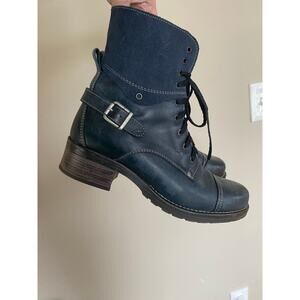 Taos Crave Leather Combat Boots Blue Ink Size 41/ US 10